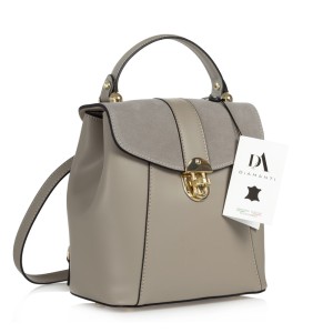 Geanta dama tip rucsac din piele naturala DiAmanti Marco Taupe Chiaro